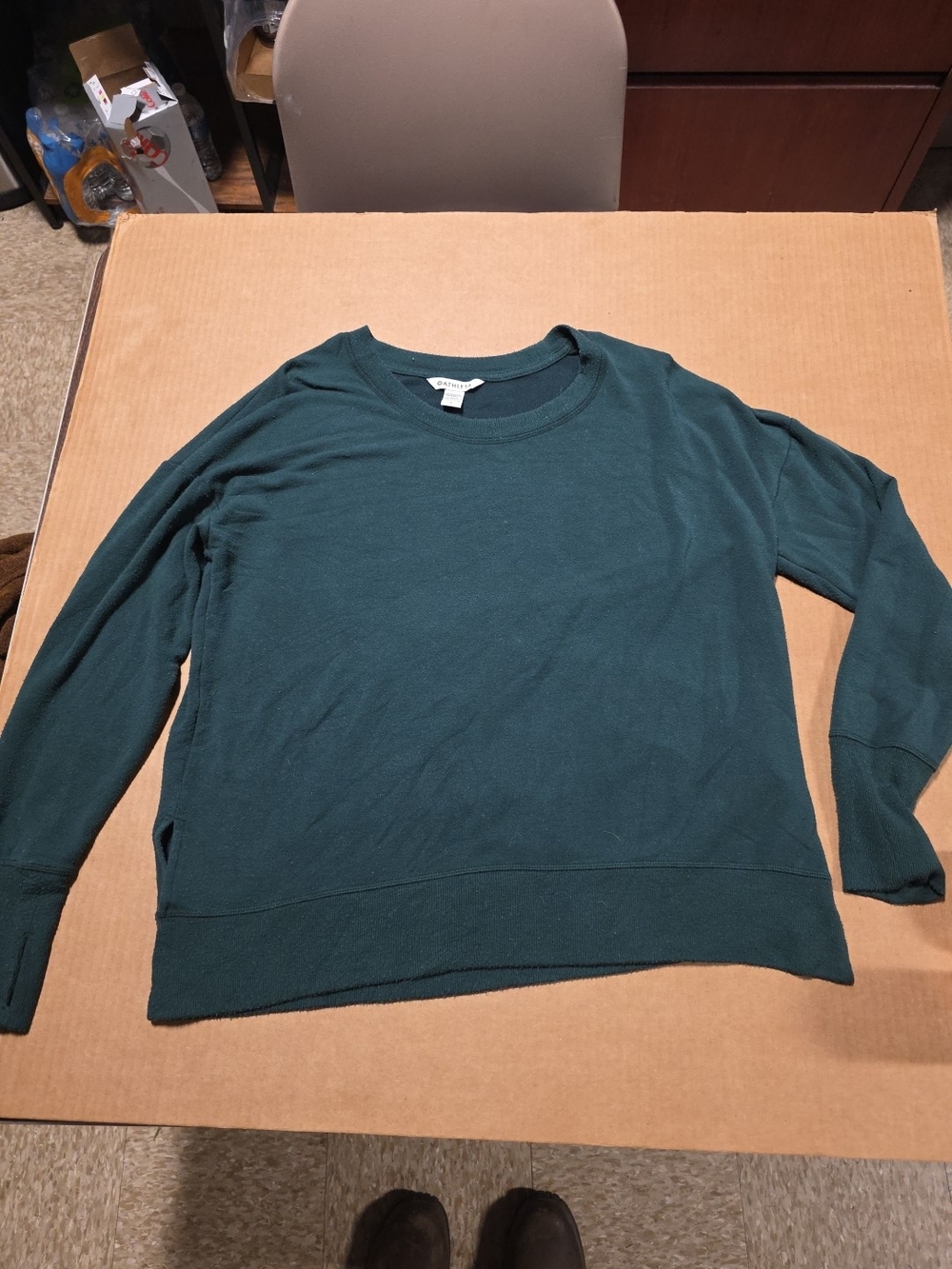 Athleta Coaster Luxe Sweatshirt Green Tencel Modal Pullover Athleisure L
